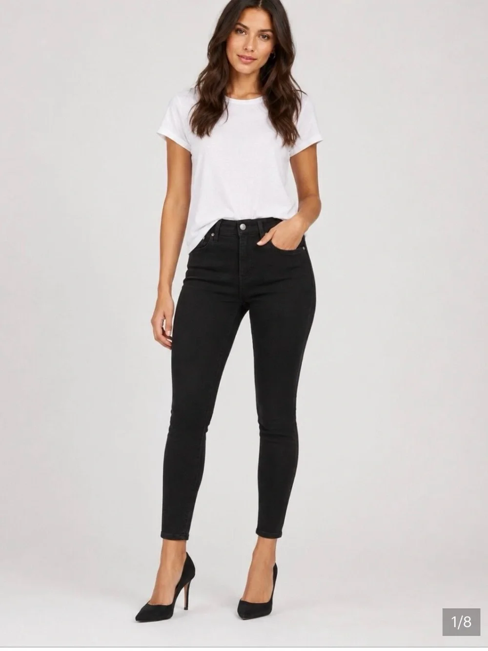 PAIGE Transcend Verdugo Ankle ultra-skinny jeans in black shadow size 27